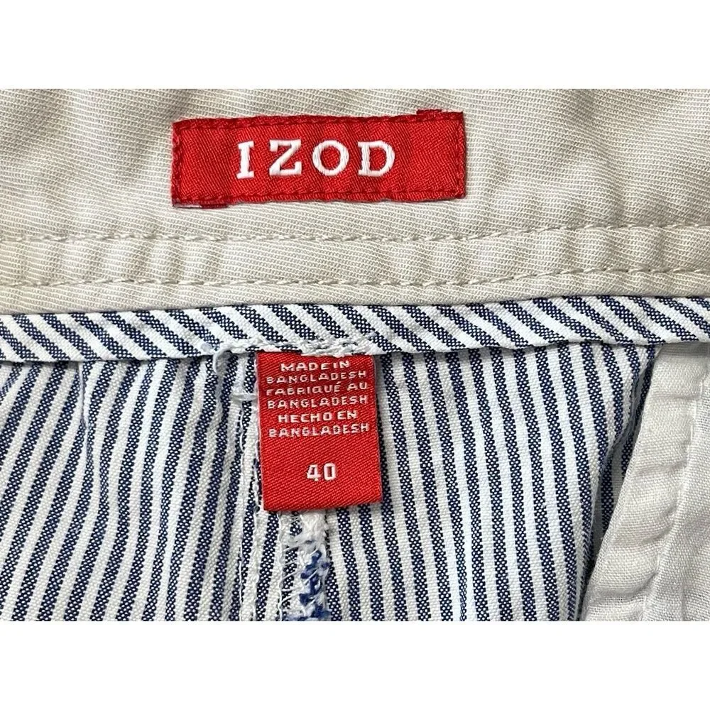 Izod‎ Men's Size 40 Blue Striped Seersucker Bermuda Shorts 10